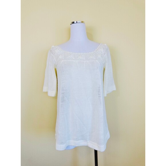 1970s Vintage Arpeja Acrylic Rosette Top / 70s Organically Grown Crochet  Medium - Picture 3 of 6